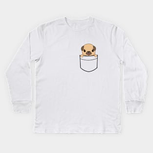 Pocket Puppy Pug T-Shirt Kids Long Sleeve T-Shirt